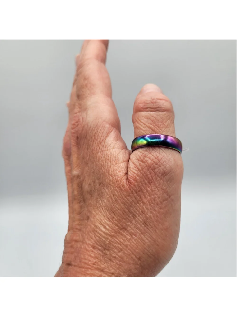 Men's US Size 11.75 Stainless Steel Rainbow Iridescent Band Ring – Unisex – NWOT